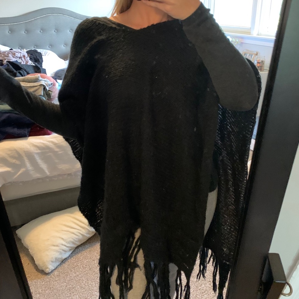 Black over sized poncho sweater.